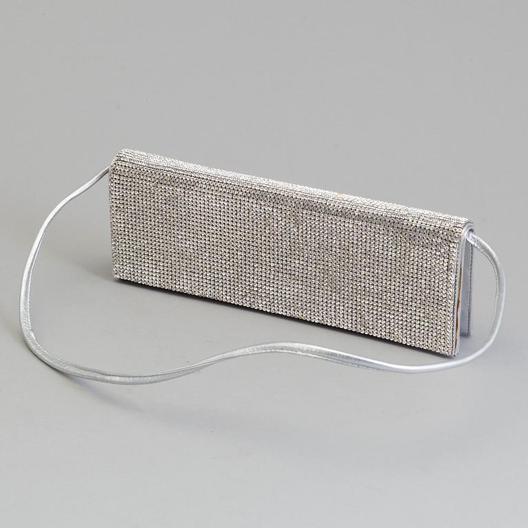 A silver- and glasstone clutch by Rene Caovilla.