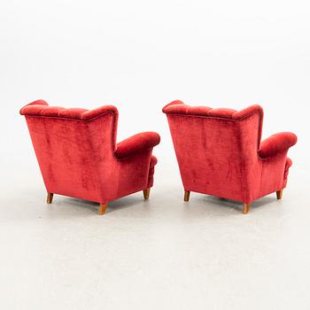Armchairs, a pair, mid-20th century.