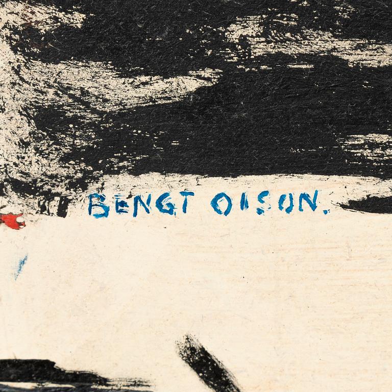 Bengt Olson, olja på pannå, signerad på båda sidor.