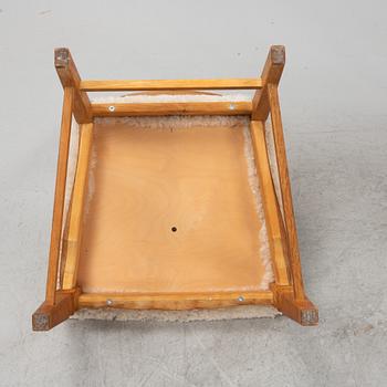 Henning Kjærnulf, a set of six oak 'Razorblade' chairs with new sheepskin upholstery, EGK, Denmark 1960s.