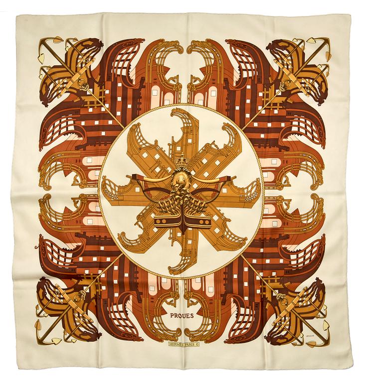 A silk scarf by Hermès, "Feu de Route".