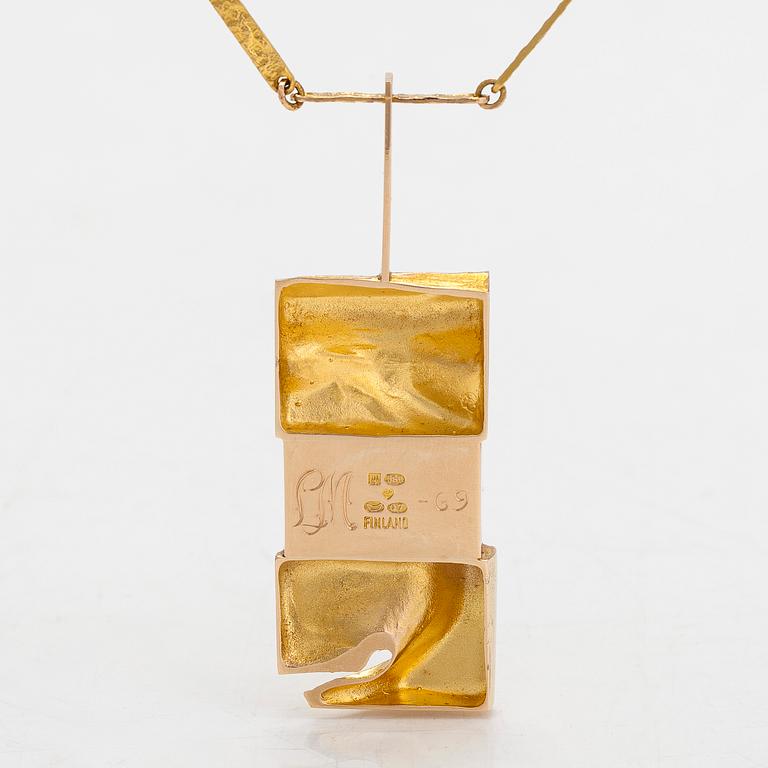 Björn Weckström, Halsband "Janus", 14K guld, rökkvarts och bergskristall. Lapponia 1969.