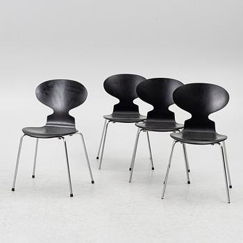 Arne Jacobsen, four 'Ant' chairs, Fritz Hansen, Denmark, 1972-79.