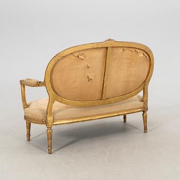 Sofa set, 3 pieces, Louis XVI style, circa 1900.