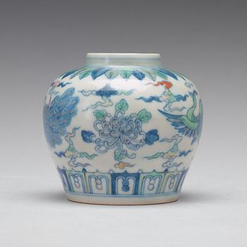 A doucai jar, Ming dynasty, Chenghua period 1465-87.