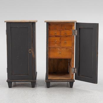 Bedside tables, a pair, first half of the 20th century.