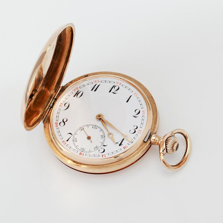 FICKUR, 14K guld, märkt JCM, J Cacame Robert, Schweiz, savonett, tidigt 1900-tal.