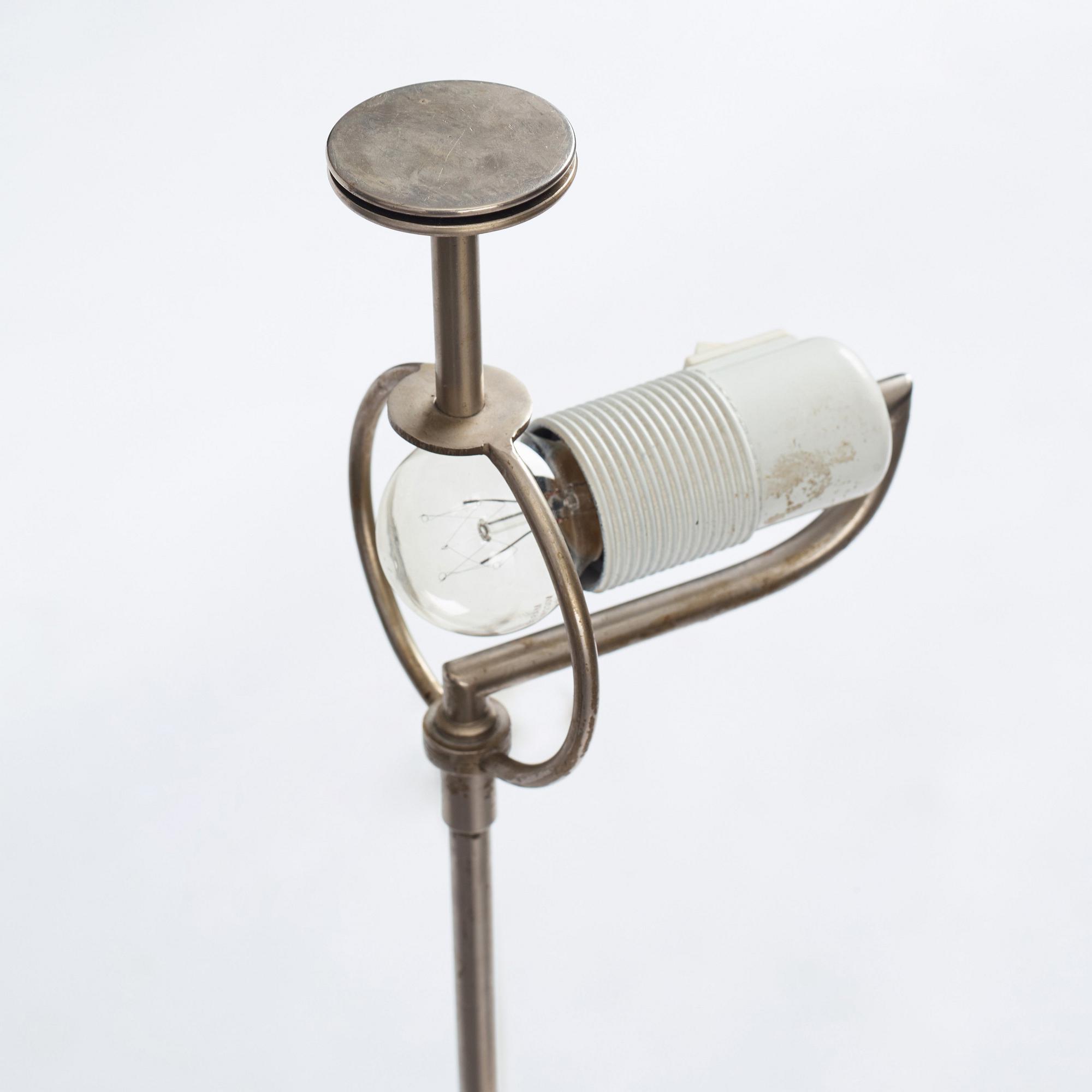 Futurum, probably designed by Margareta Köhler, a nickel plated floor lamp, Stockholm ca 1938.