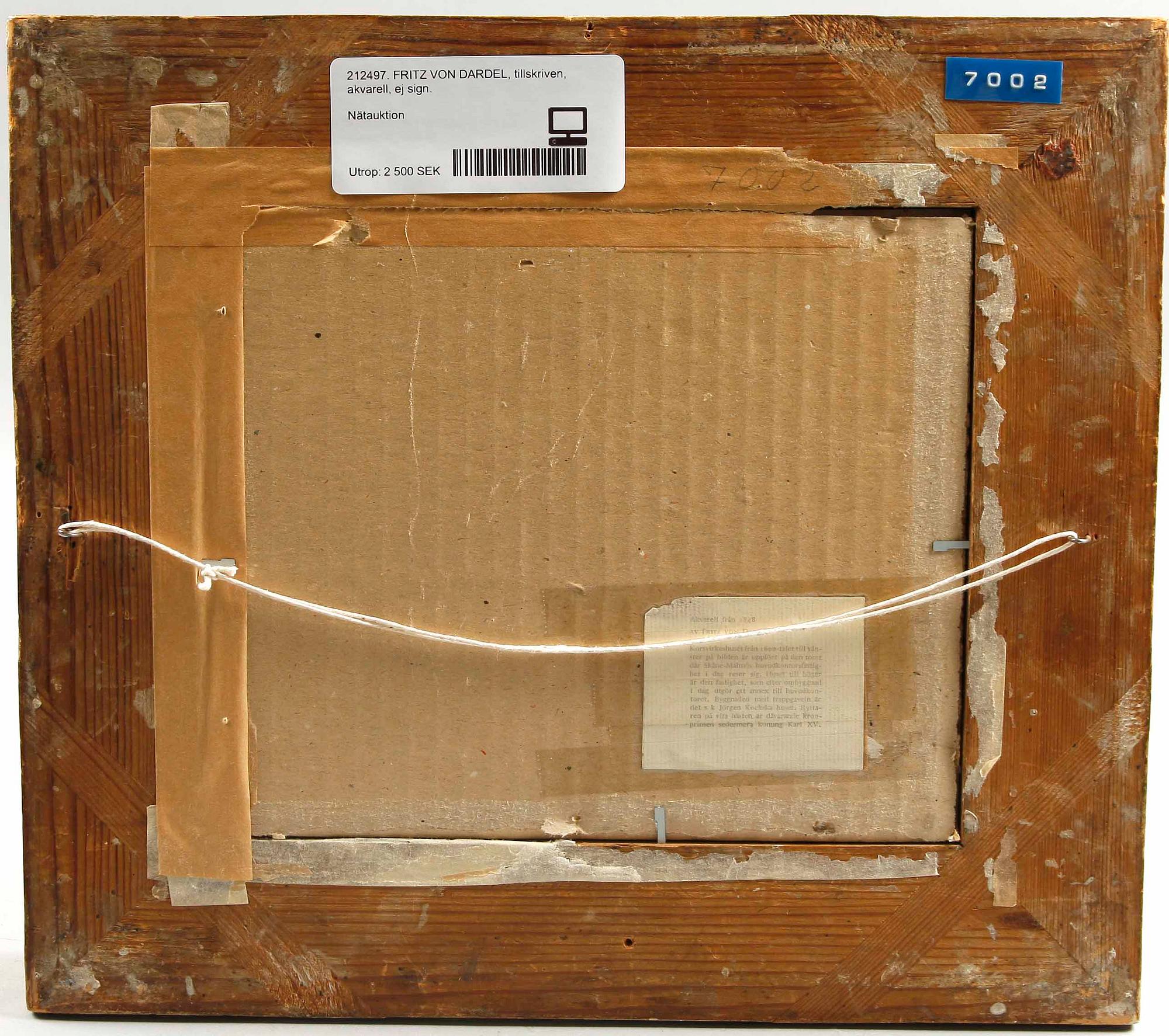 FRITZ VON DARDEL, tillskriven, akvarell, ej sign.