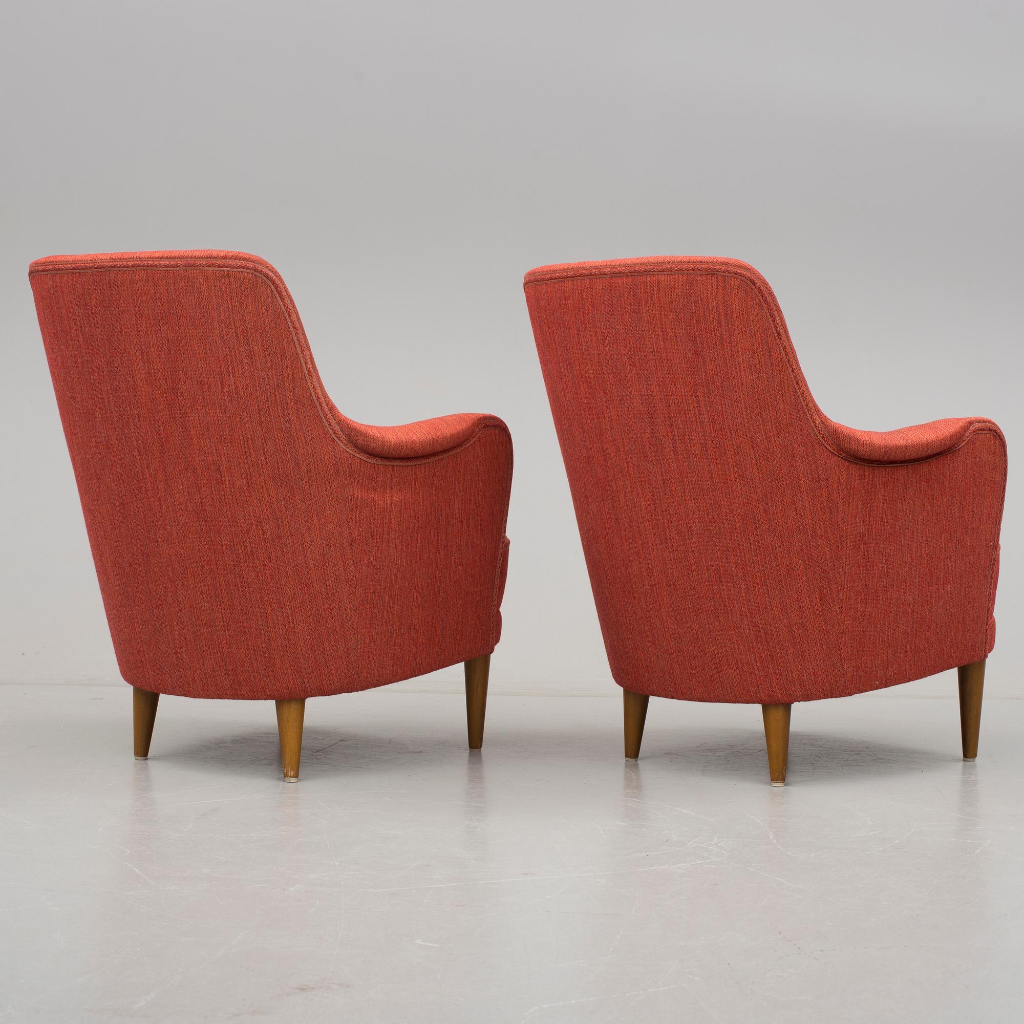 FÅTÖLJER, ett par. "Samsas", Carl Malmsten, 1900-talets andra hälft.