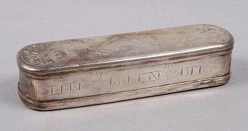 TOBAKSDOSA, mässing, troligen Holland, 1700/1800-tal.