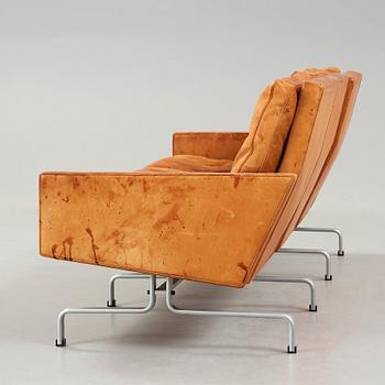 Poul Kjaerholm, A Poul Kjaerholm three seated 'PK-31-3' brown leather sofa by E Kold Christensen, Denmark 1960's.