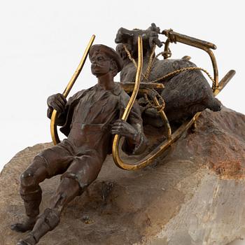 Dekorativ skulptur, patinerad metall, 1800-tal.