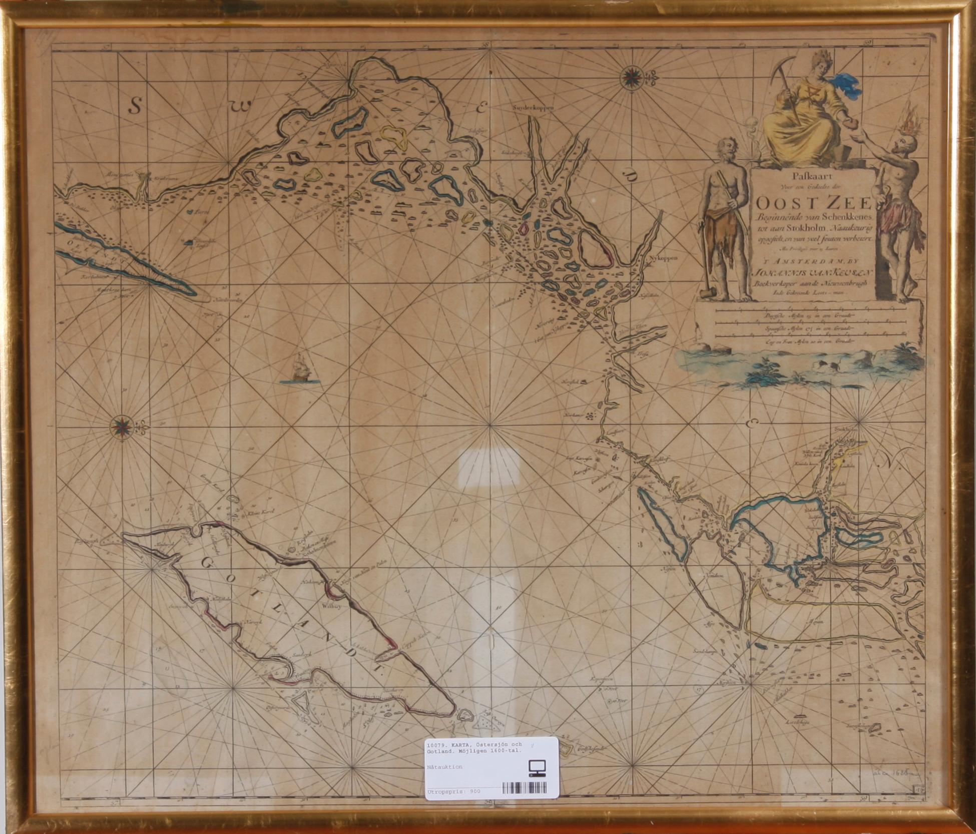 KARTA, Östersjön och Gotland. Möjligen 1600-tal.
