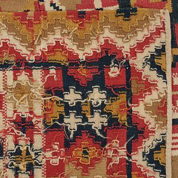 A BEDCOVER, double-interlocked tapestry, "Dubbelstjärnor", ca 179,5-182-5 x 120-121,5 cm, north eastern Scania (Sweden).