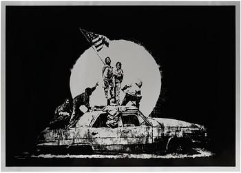 379. Banksy, "Flag (Silver)".