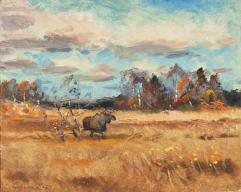 Lindorm Liljefors, Autumn Elk in the Marsh.