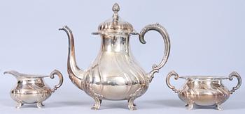 KAFFESERVIS, 3 delar. Silver. Tot vikt 1021g. Svensk import stämpl.