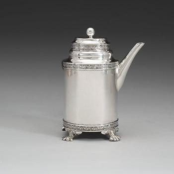 A Swedish 18th century silver coffee-pot, marks of Johan Abraham Hallard, Stockholm 1797.