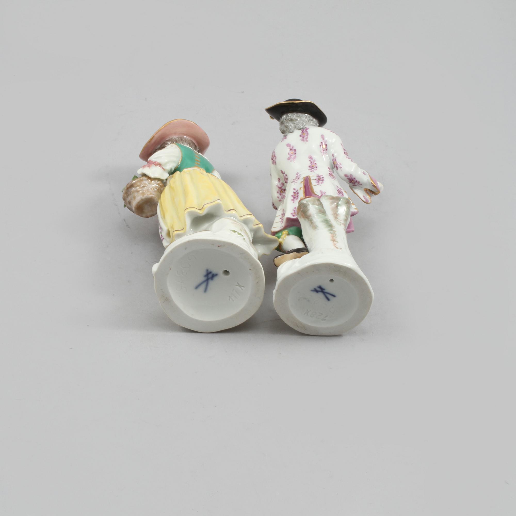 FIGURINER, 2 st, porslin, Meissen, 1900-tal.