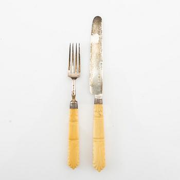 Aaron Hatfield & Sons bestick 12 st Silver och ben Sheffield 1823.