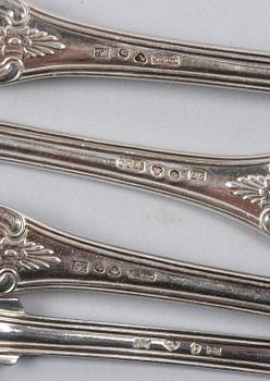 BESTICKSERVISDELAR, 10 delar, silver, flertal smeder bla Christopher Creutz, Stockholm, 1840-70-talet.