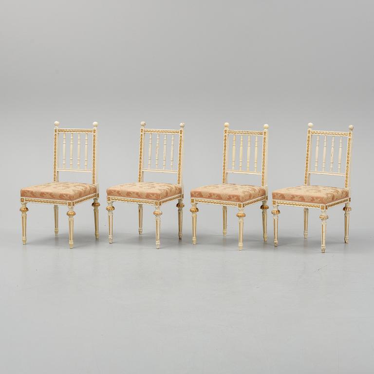 four gustavian style chairs from the second half of the 19th century.