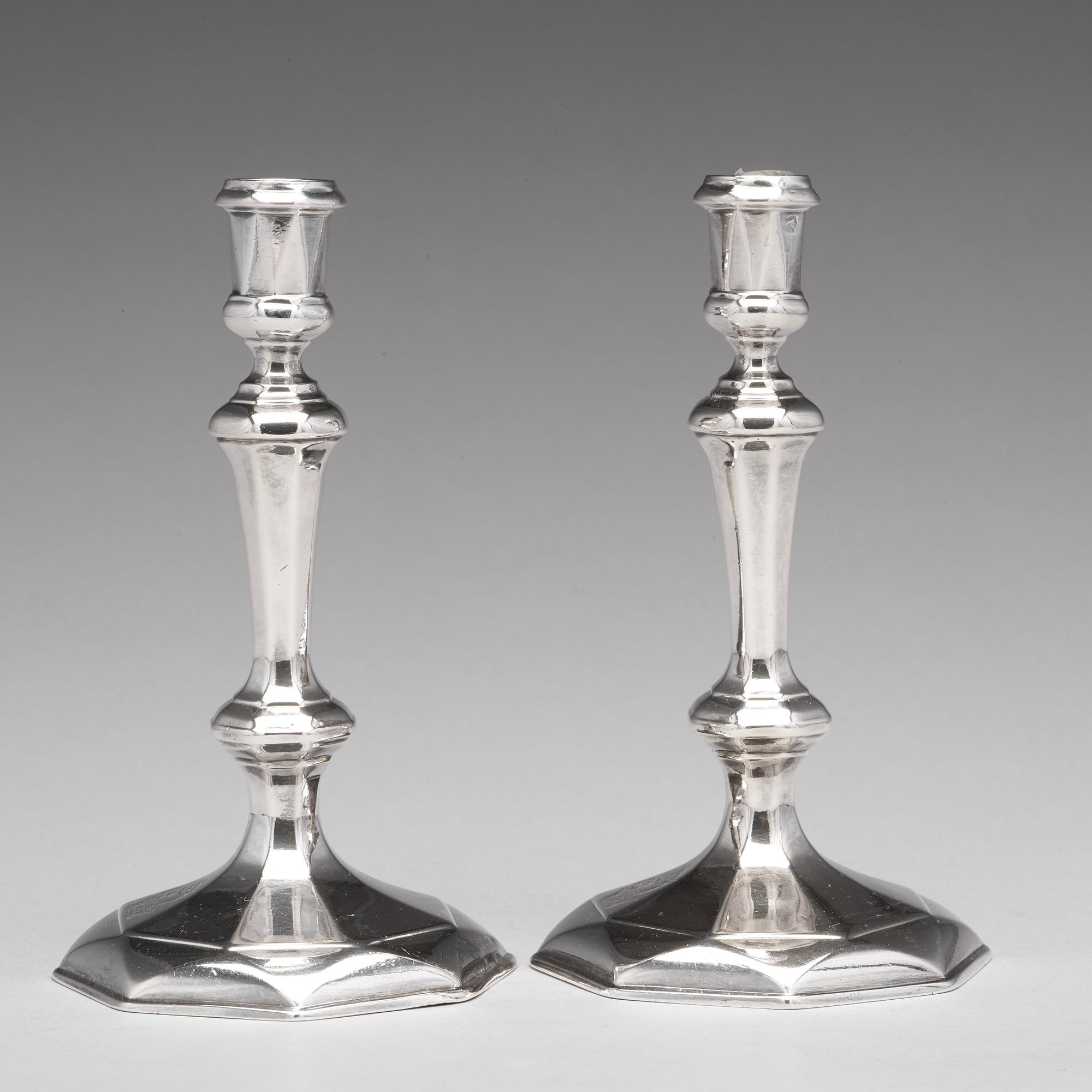Thomas Merry I, ljusstakar, ett par, silver, London 1712.