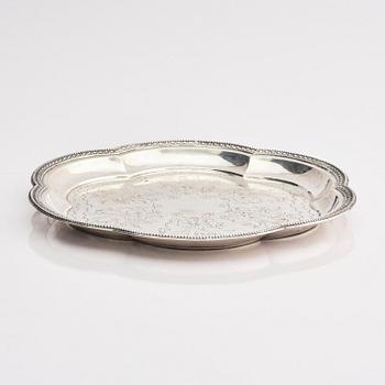 A silver dish by Lars Larson & Co Stockholm 1876.