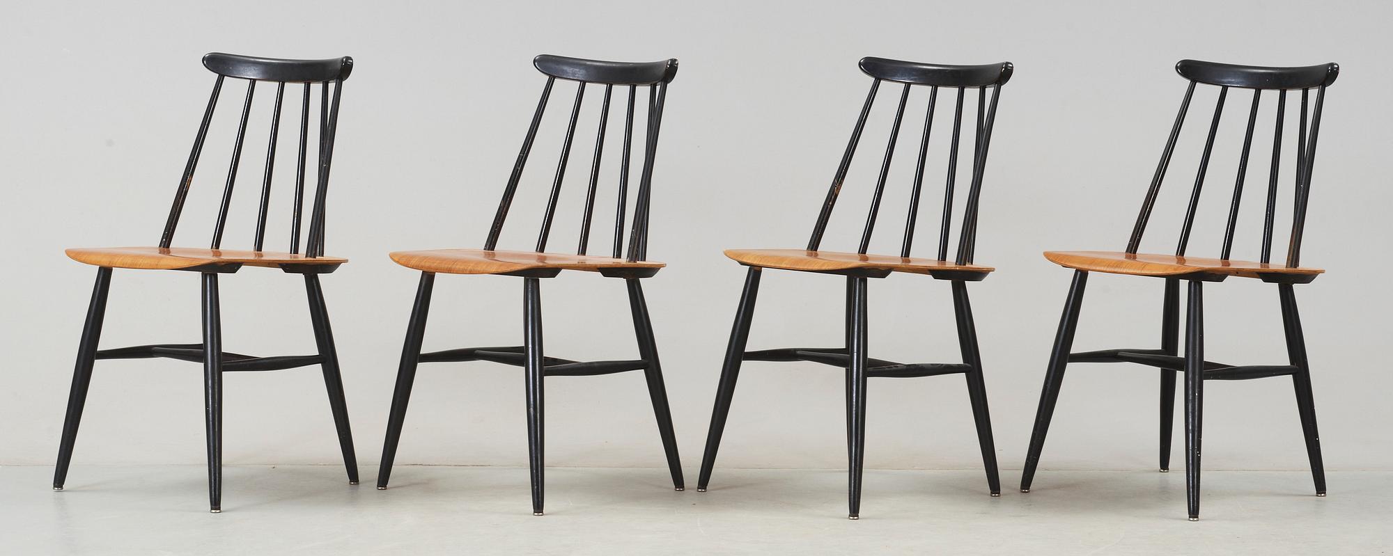 STOLAR, 4 st, "Fanett", Ilmari Tapiovaara, Edsbyverken, formgiven 1955.