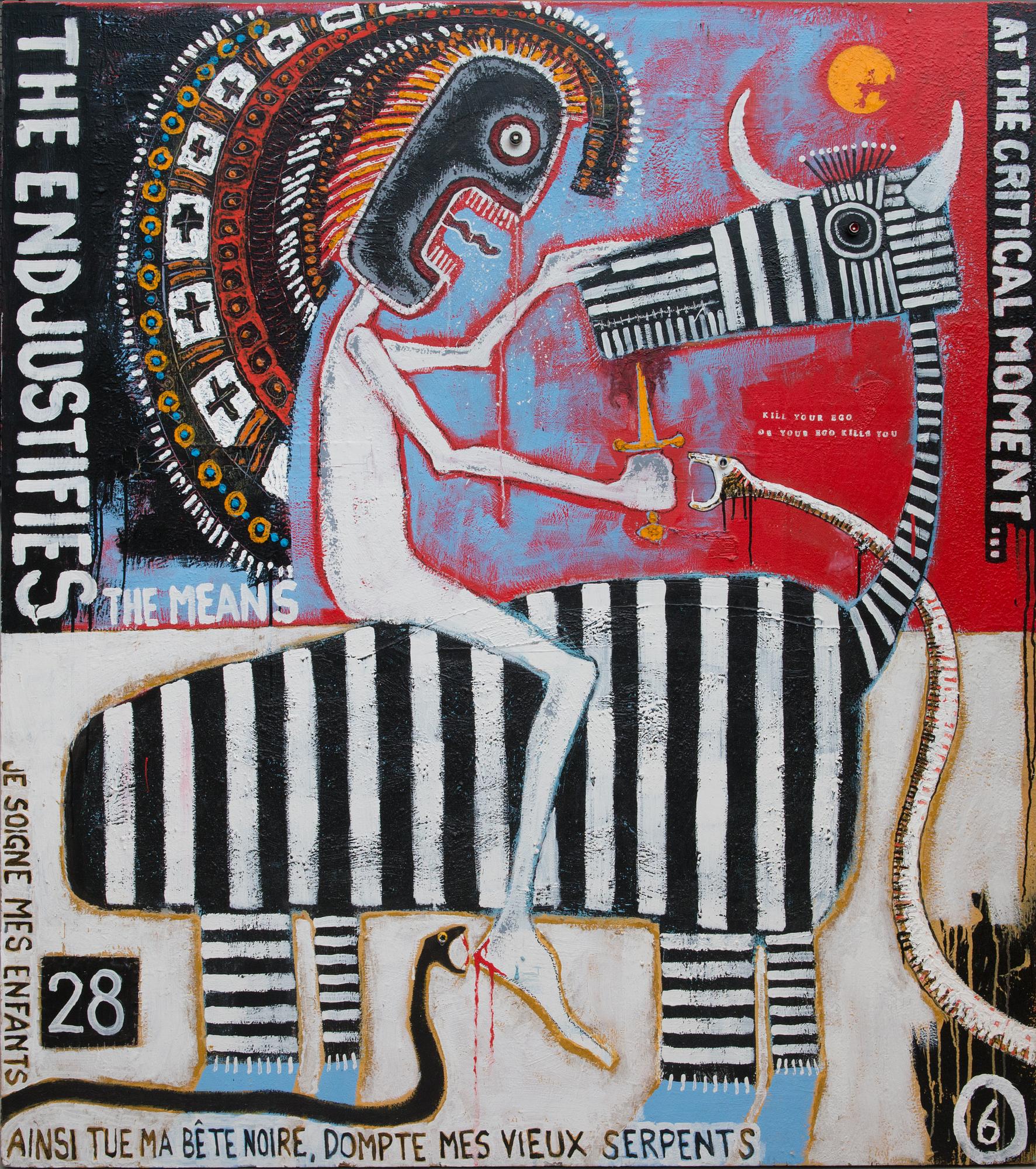 Jori Kalliola, sekatekniikka ja assemblaasi puulle, signeerattu ja päivätty 2015.