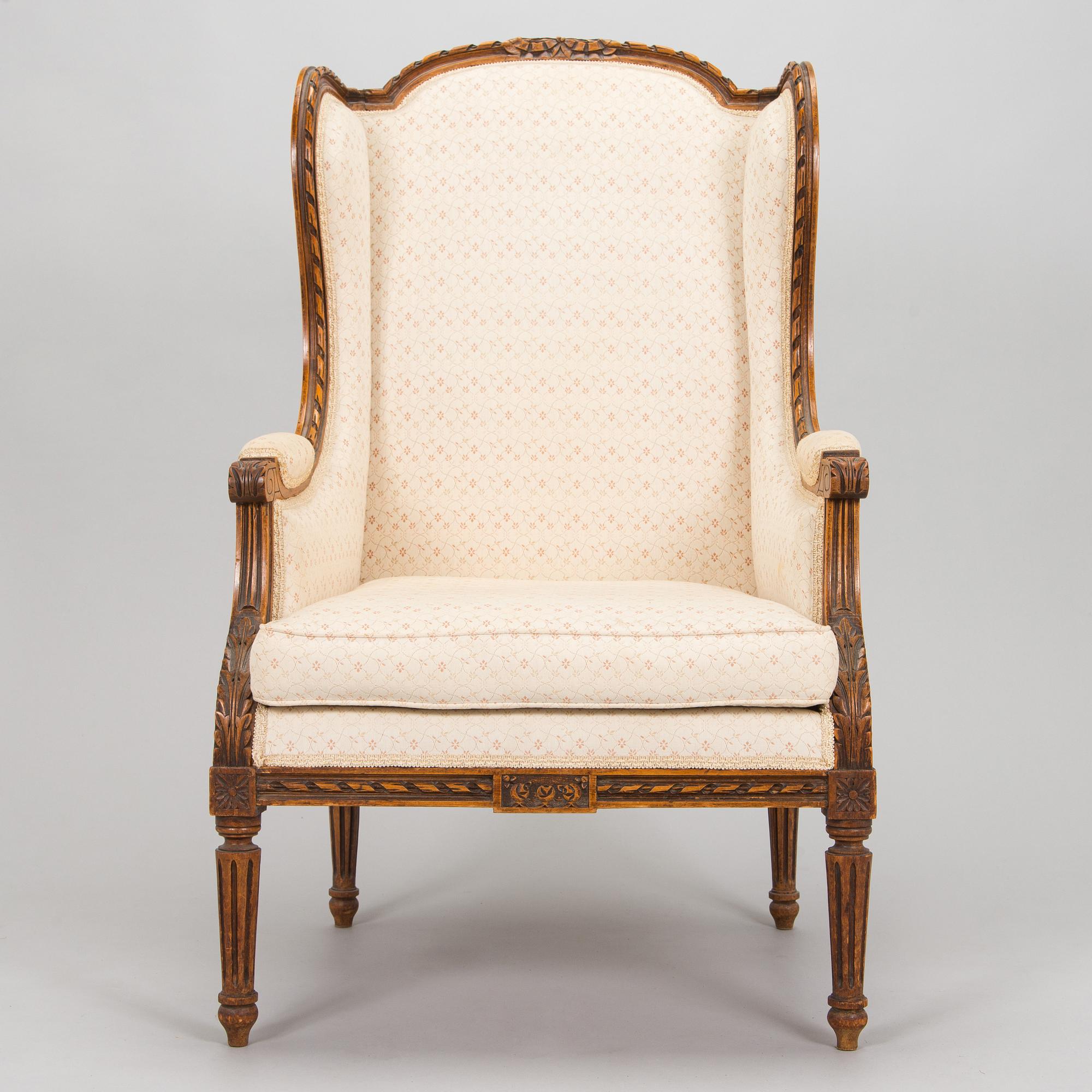 Nojatuoli, Bergère, Louis XVI -tyyli, 1900-luvun alkupuoli.