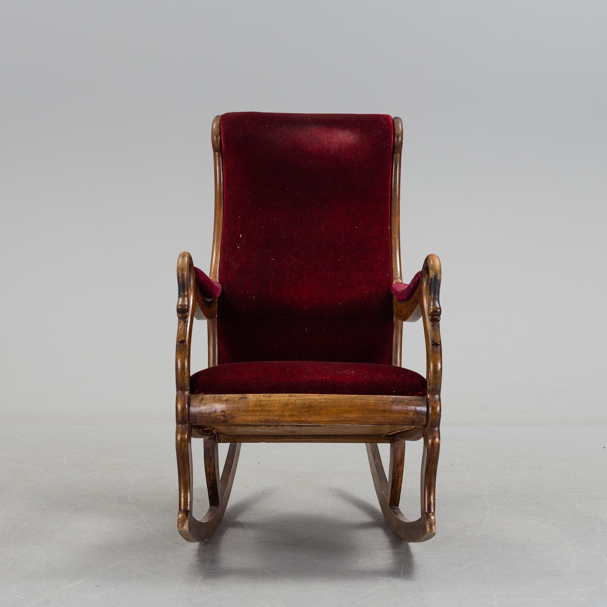 A 19th century swan arm rocking chair.
