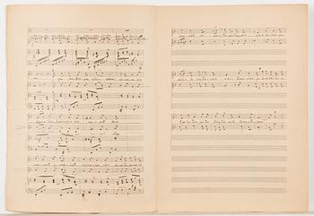 Oskar Merikanto, handwritten sheet music, Oi, kiitos sä Luojani armollinen", op. 62, no. 2 of duets, 3 pages, 1906.