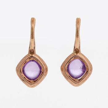 Örhängen, 14K roséguld, ametister och diamanter.