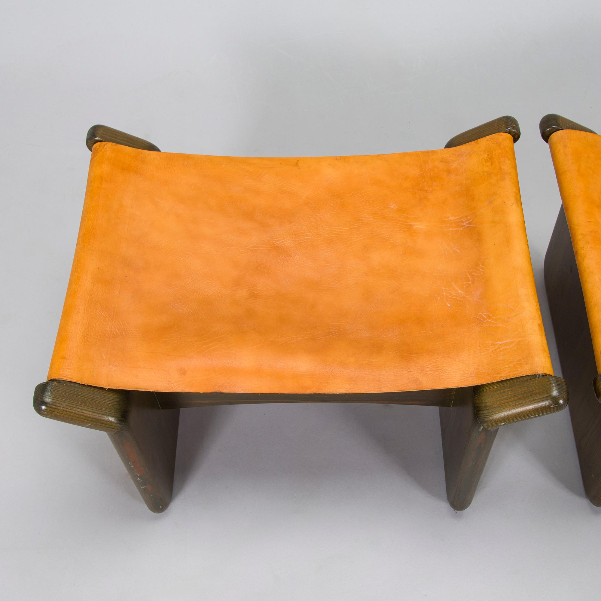 Tapio Wirkkala, a pair of stools made to order  for the Finnish Glass Museum manufactured by  Reino Huotari 1981.