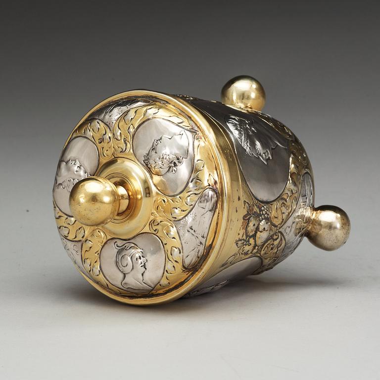 A german 18th century parcel-gilt, makers mark of Simon Wickert, Augsburg (1691-1708).