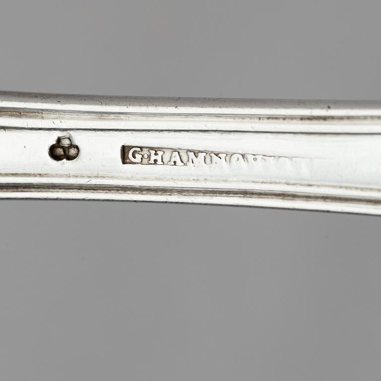 A Swedish late 18th/early 19th century silver cutlery set, 60 pieces, and a mahogany box.