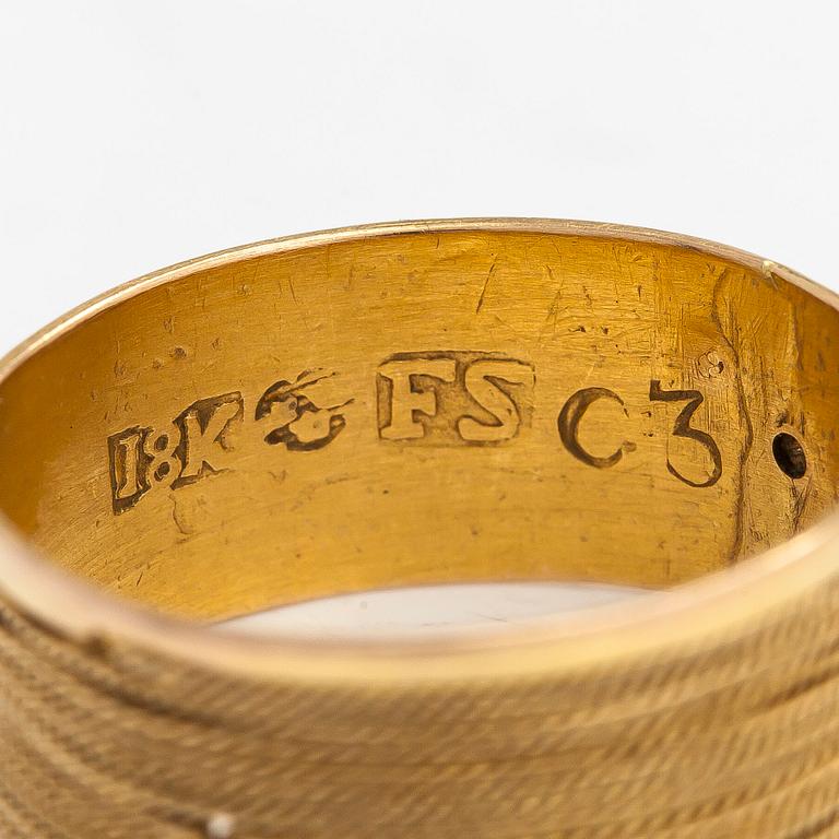 An 18K gold ring, maker's mark FS, 1809. Possibly Friedrich Silber, Karlskrona, Sweden.