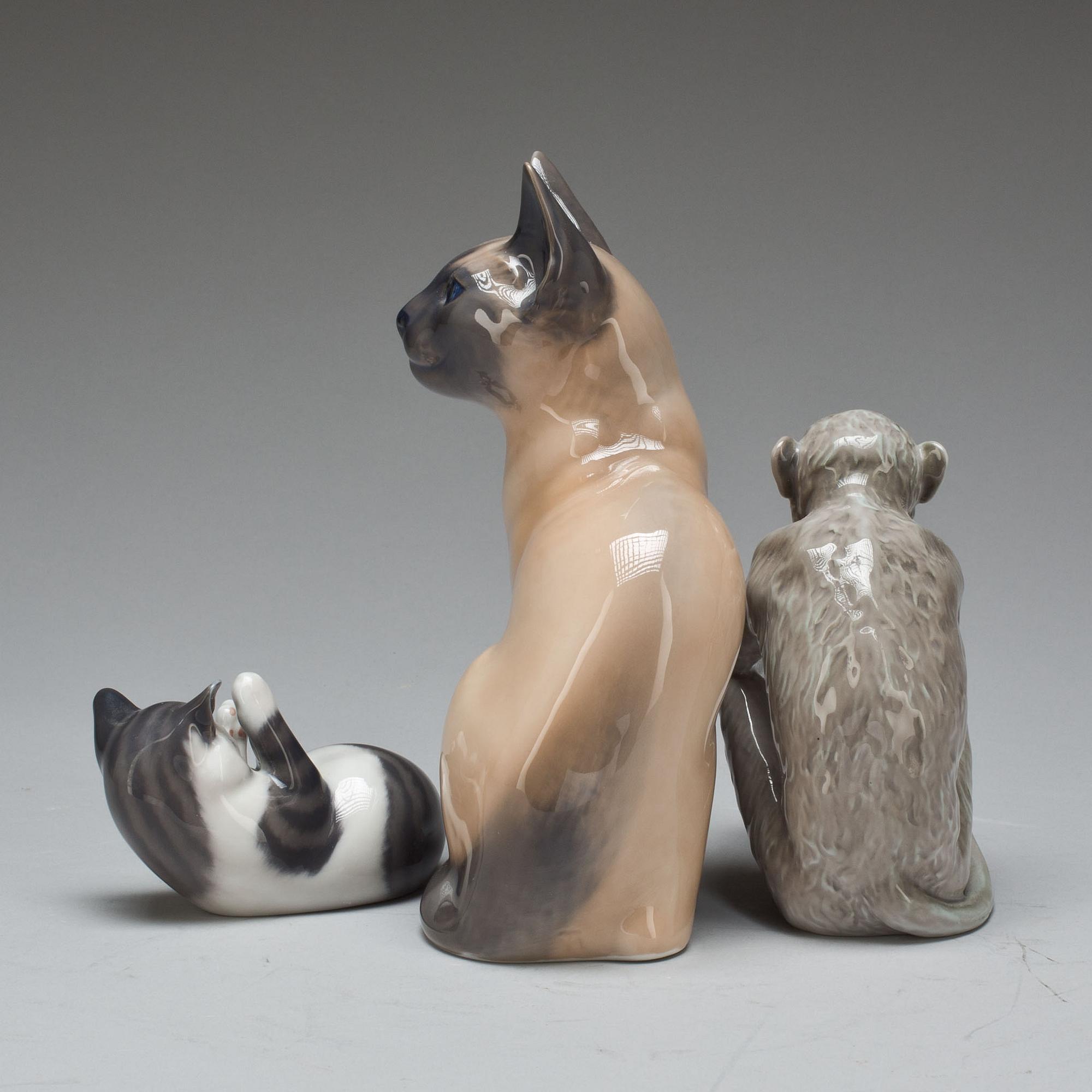 FIGURINER, 3 st, porslin, Royal Copenhagen och Bing & Gröndahl.