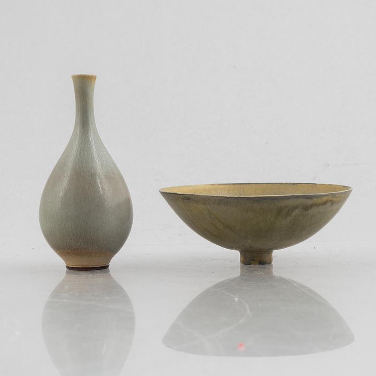 Berndt Friberg, a stoneware vase, Gustavsbergs Studio, and Carl-Harry Stålhane, a stoneware bowl, Rörstrand, Sweden.