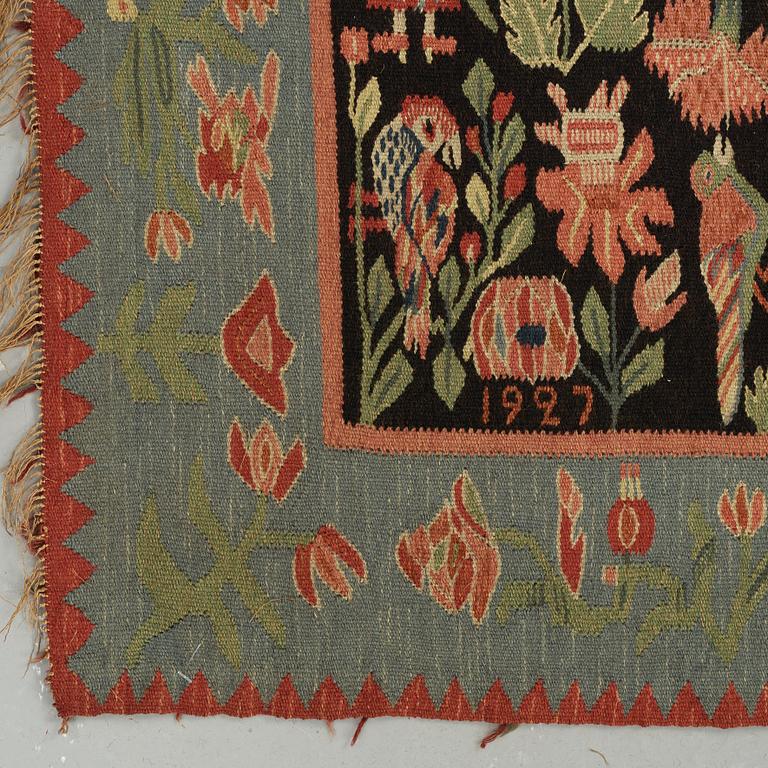 A BEDCOVER/A TAPESTRY, tapestry weave, ca 195,5 x 141,5 cm, Scania, Sweden, signed MLH 1927,