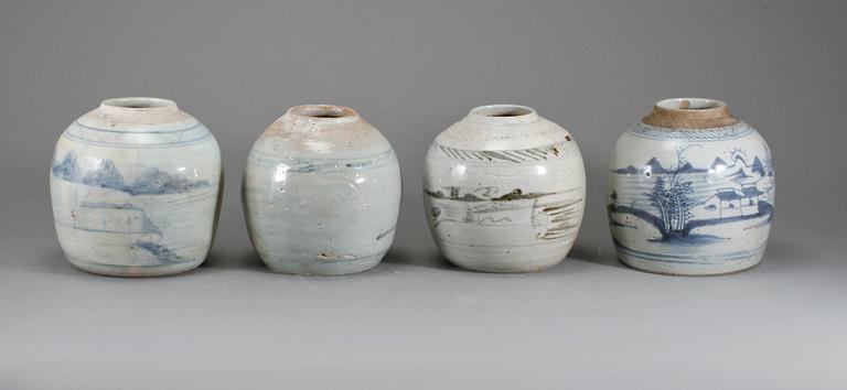 BOJANER, 4 st, porslin, Kina, 1800-tal.