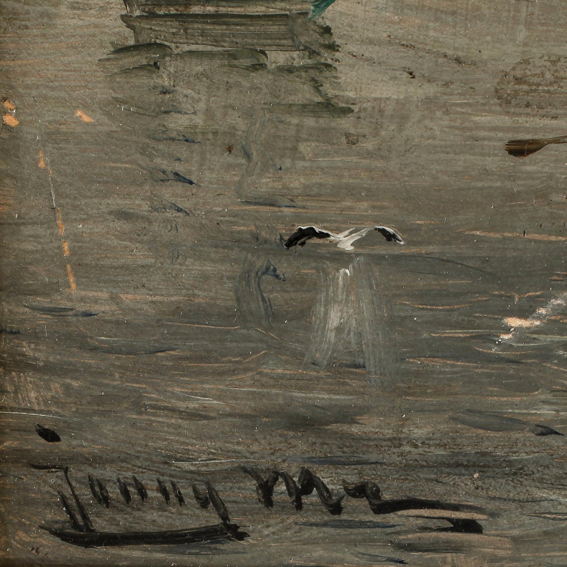 OKÄND KONSTNÄR 1800/1900-TAL, Olja på papp-pannå, otydligt signerad.