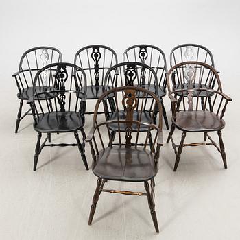 Chairs, 6 + 2, Windsor model, Gemla.