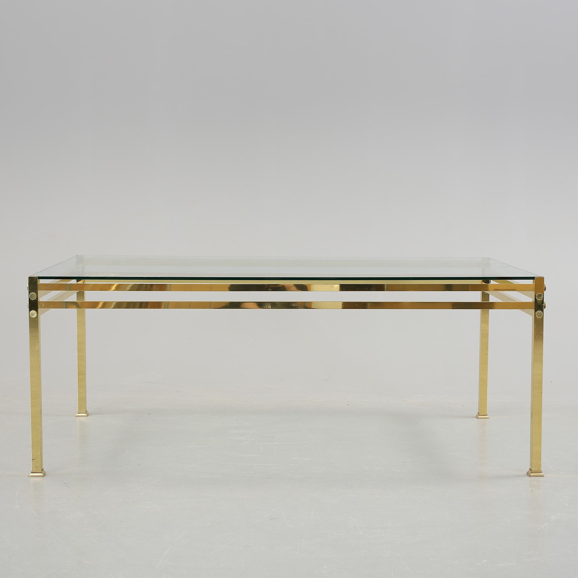 SOFFBORD, glas och mässing, 1900-talets sista kvartal.