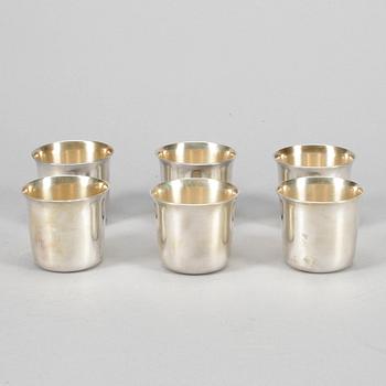 SUPKOPPAR, 6 stycken, silver, CF Carlman Stockholm 1960. Total vikt ca 390 gram.
