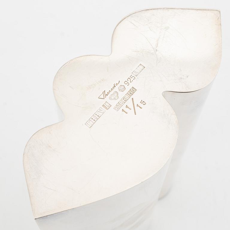 Theresia Hvorslev, a sterling silver vase, Lidköping, 1975, numbered 11/15.
