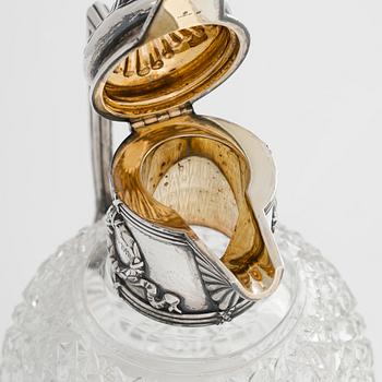 Fabergé, a silver-mounted glass carafe, marked with Imperial Warrant, and inventory number, Moscow 1908-1917.