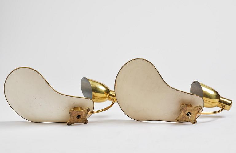 Carl-Axel Acking, a pair of wall lamps model 5029, Bröderna Malmströms Metallvarufabrik, Malmö, 1950s.